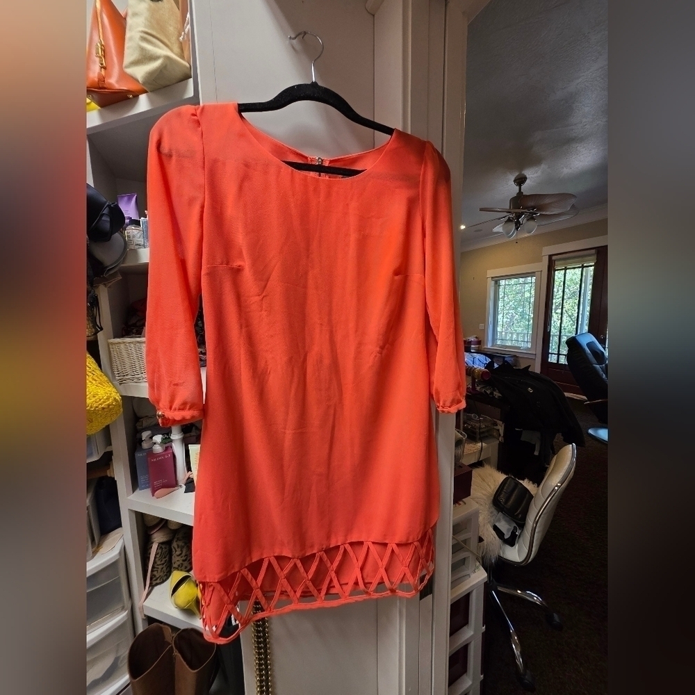 Women's Coral Top with Lattice Hem
